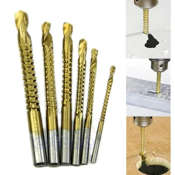 

6pcs Titanium Coated High Speed Steel Drill Bit Electric Drill Hemp Hand Tools