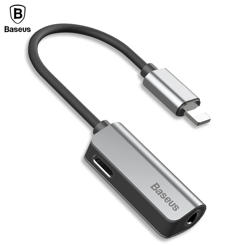 Goedkoop Baseus Aux Audio Voor iPhone 3.5mm Jack Adapter 2 in 1 Oortelefoon Hoofdtelefoon Adapter Voor iPhone Xs Max xr X 8 7 Plus Splitter