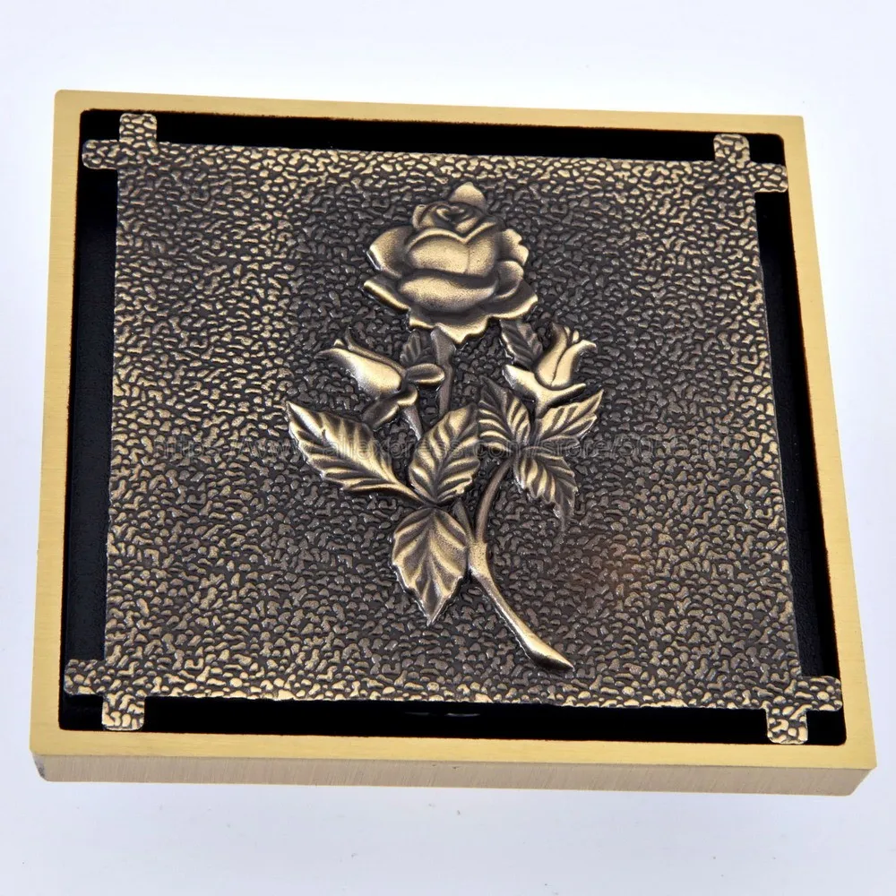 

Antique Brass Bathtub Shower Drainer Floor Strainer 10x10cm Square Invisible Bathroom Floor Drain Waste Grate zhr083
