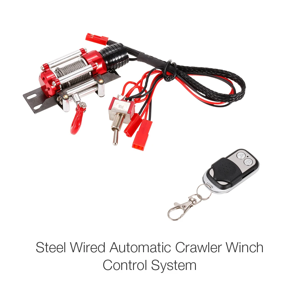 Metal Steel Wired Automatic Simulated Winch with Remote Controller for 110 CC01 Axial SCX10 RC4WD D90 RC Rock Crawler Car (1)