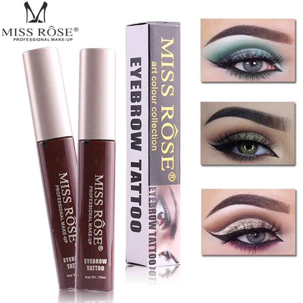 

MISS Rose Liquid Eyebrow Tatoo Gel Tint Pro Cosmetics 10 Colors Eyebrow Enhancer Natural Long Lasting Eyebrow Cream