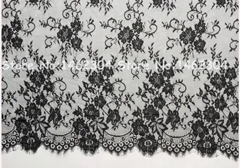 

150CMx300CM/PC Black/White Nylon french lace fabric with flower, Sewing Swiss Voile Fabric Flowers Lace