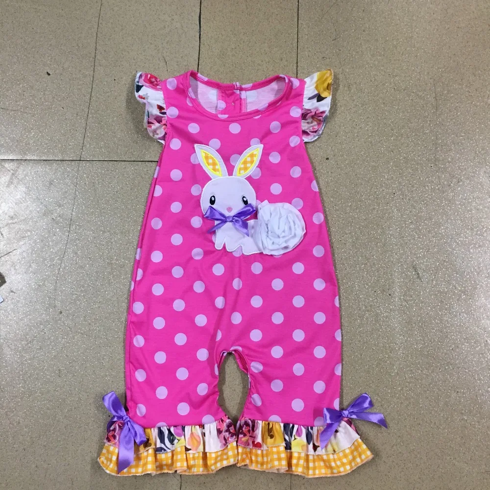 Модный комбинезон Детский бутик Пасхальный кролик аппликация праздник Дизайнерская одежда для малышей комбинезон для девочек Пасхальный комбинезон