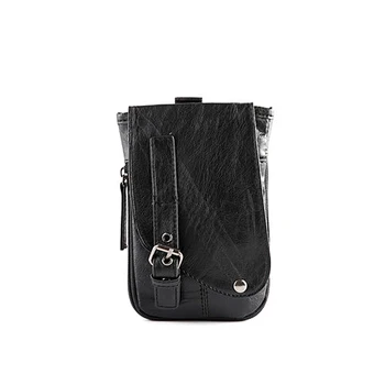 

Men Messenger Bags PU Leather Crossbody Belt Bag Men iPhone Card Package Vintage Cover Casual Solid Zipper Small Belt Bag 734