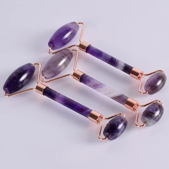 

Face Roller Amethyst Massage Gua Sha Tool Facial Neck Massage Natural Stone Roller Slimming Anti Wrinkle Cellulite Beauty Tools