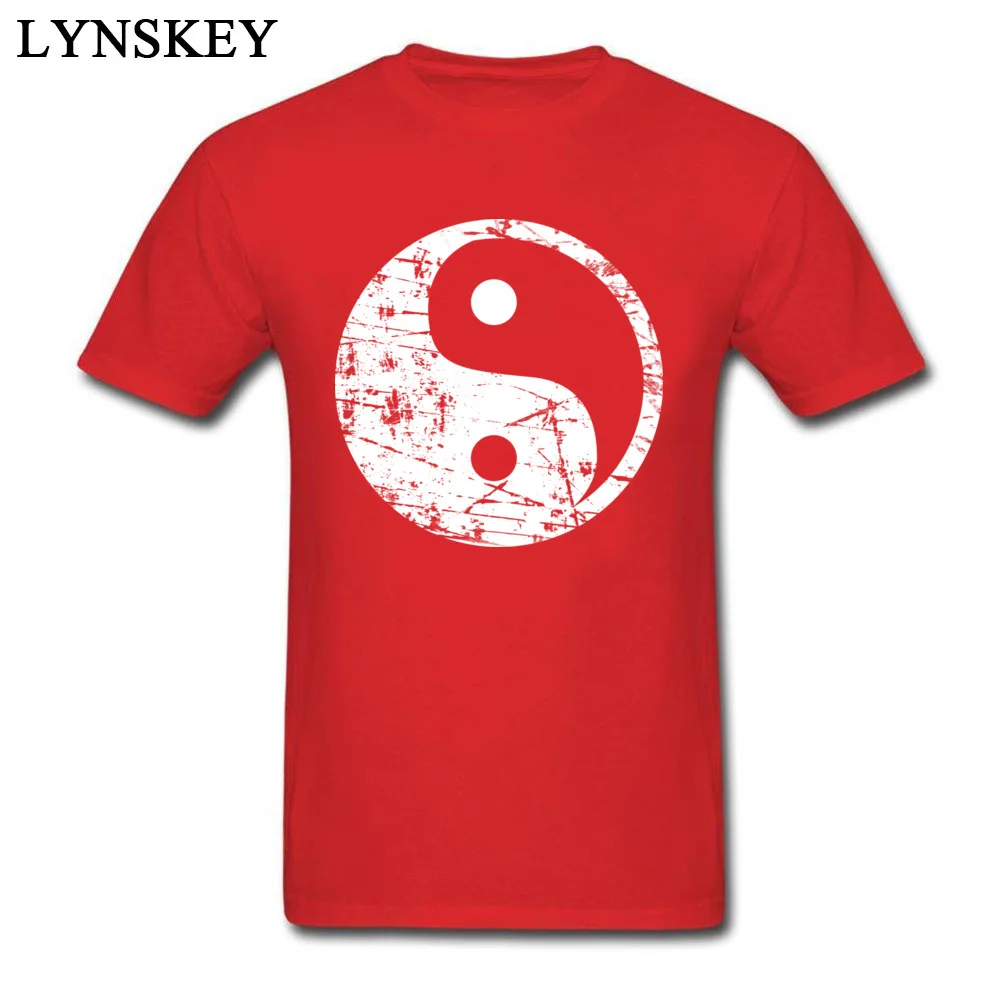 100% Cotton Tops Shirts Yin Yang Grunge - White for Men Casual T Shirts Custom Family O Neck Short Sleeve Tee Shirts Yin Yang Grunge - White red