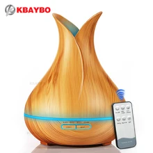 KBAYBO New 400ml Wood Grain Ultrasonic Air Humidifier Electric Aroma Essential Oil Diffuser with 7 Color Changing LED Lights