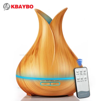 

KBAYBO New 400ml Wood Grain Ultrasonic Air Humidifier Electric Aroma Essential Oil Diffuser with 7 Color Changing LED Lights