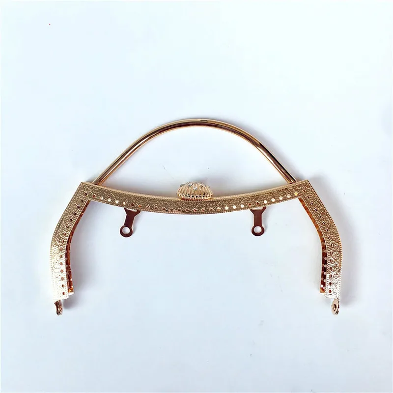 

Bronze Gold Tone Metal Frame Beautiful Purse Multicolor Crystal Style Flower Pattern Kiss Clasp Luggage&Bag Accessories 18.0CM