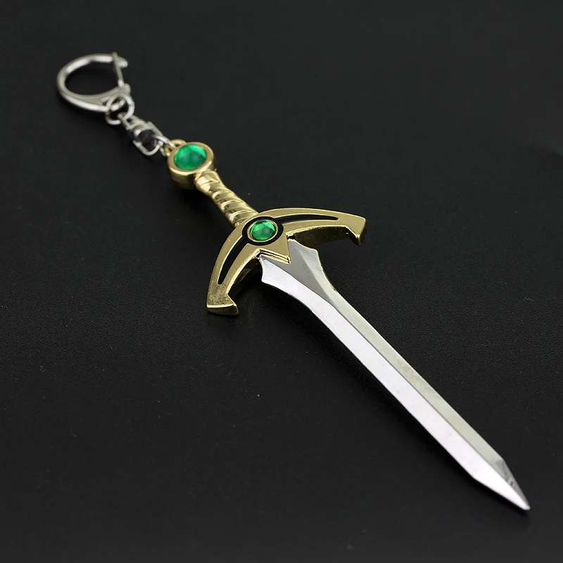 

Game Jewelry The Legend of Zelda Green Crystal Sword Key Chain Cosplay Accessories Keyring Key Holder