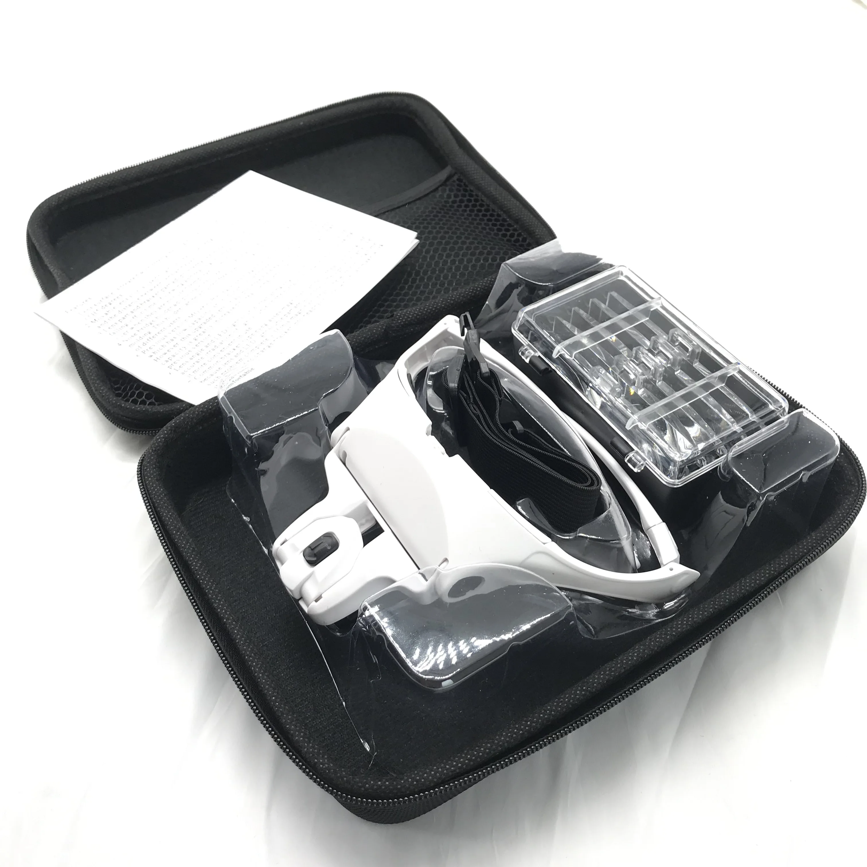 Preise 1.0X 1.5X 2.0X 2.5X 3.5X Einstellbare 5 Objektiv Lupe LED Licht Stirnband Lupe Glas LED Vergrößerungs Brille mit Lagerung Fall