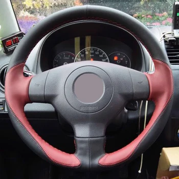 

Black Leather Wine Red Leather Car Steering Wheel Cover for Suzuki SX4 Alto Old Swift