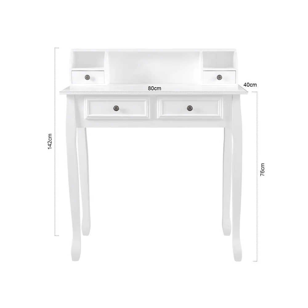 LANGRIA Makeup Dressing Table Vanity with 4 Drawers, 3 Open Storage Compartments and Solid Rubberwood Legs Makeup Dresser-White 12