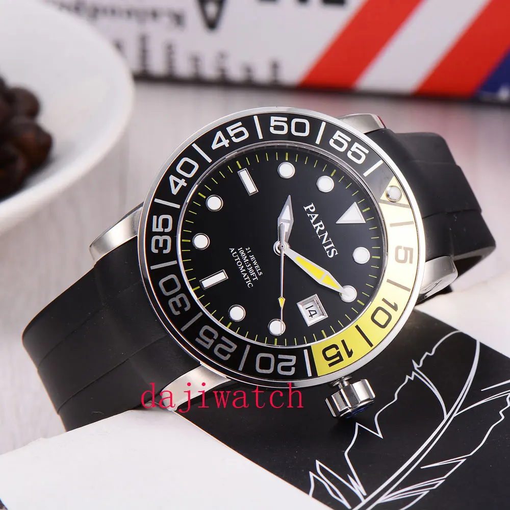 Мужские автоматические механические часы 42 мм водонепроницаемый чехол для ныряльщика спортивные часы черные светящиеся мужские часы