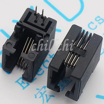 

100pcs/lots RJ11 95001-4P4C 4P4 RJ10 socket black phone socket 4P4 socket telephone socket
