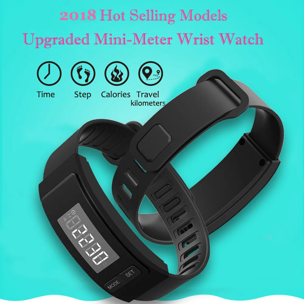 Для женщин спортивные часы электронный шагомер часы шаг счетчик калорий браслет цифровой ЖК-дисплей ходьбы мужчин Открытый Бег