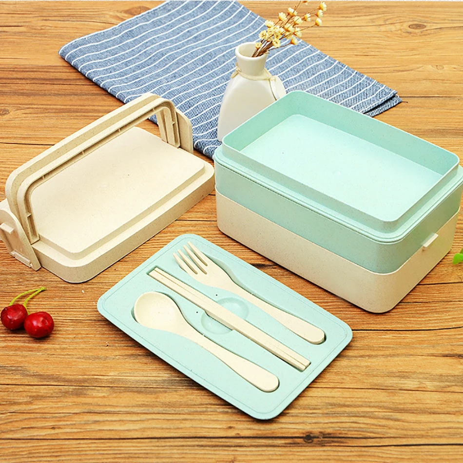 ONEUP Lunch Box Wheat Straw Eco-Friendly Food Container Eco-Friendly Portable Bento box for kids school picnic Microwavable 2