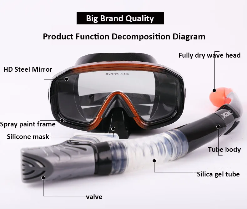 DEX профессиональная маска для подводного дайвинга маска для подводного плавания Анти-туман плавательные очки Glasse набор силиконовый