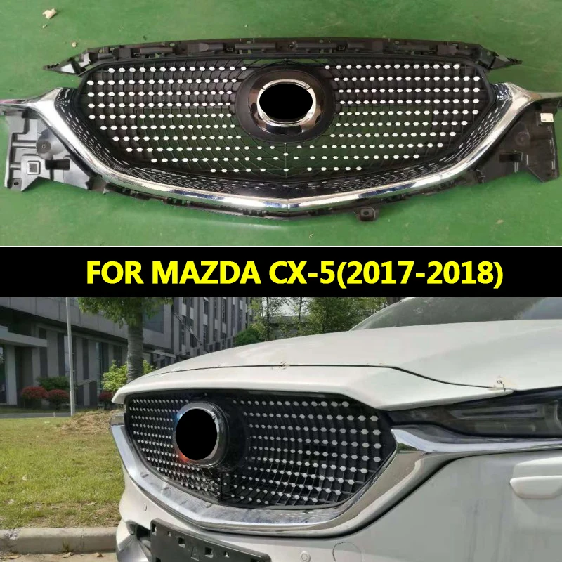 

MESH RUNNING BOARD MASK COVER GRILLS HIGH QUALITY FRONT RACING GRILLE FIT FOR MAZDA CX-5 CX5 2017-18 EXTERIOR ACCESSORIES GRILL