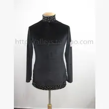 Мужской костюм для латинских танцев, бархатный костюм с заклепками, длинный рукав, мужской топ для латинских танцев, мужской конкурс латиноамериканских танцев, куртка