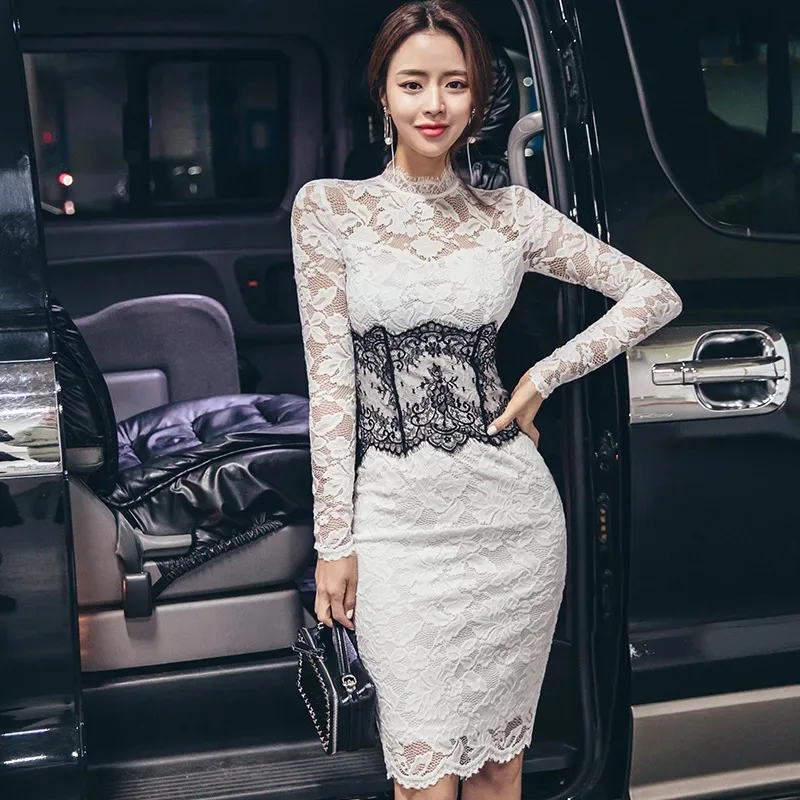 

Lyer 2019 New Midi Dress Sexy Tight Deep V Black Tape Bandage Party Dresses