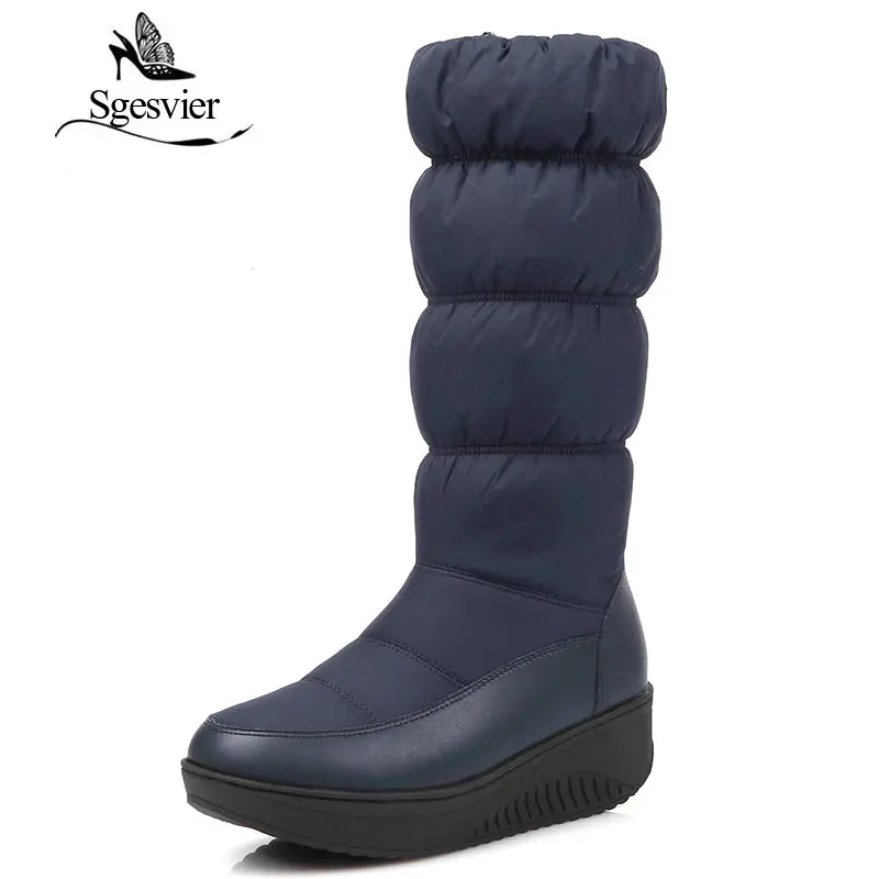 

SGESVIER Winter Russia Mid-Calf Boots Warm Snow Boots Round Toe Waterproof Women Cotton Shoes Zapatos Mujer Botas OX048