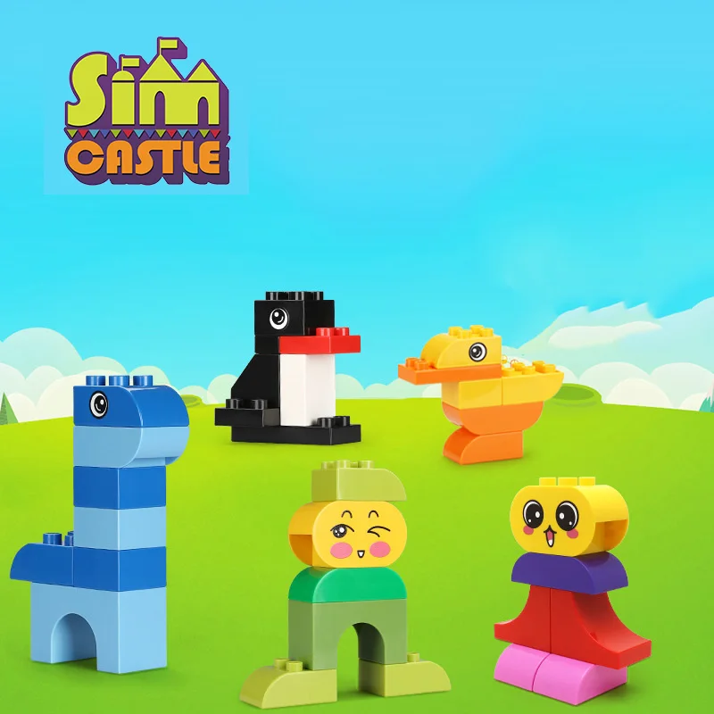

Large Particles DIY Building Blocks Colorful Animal Figures Bricks Compatible Block Educational Toy for Children