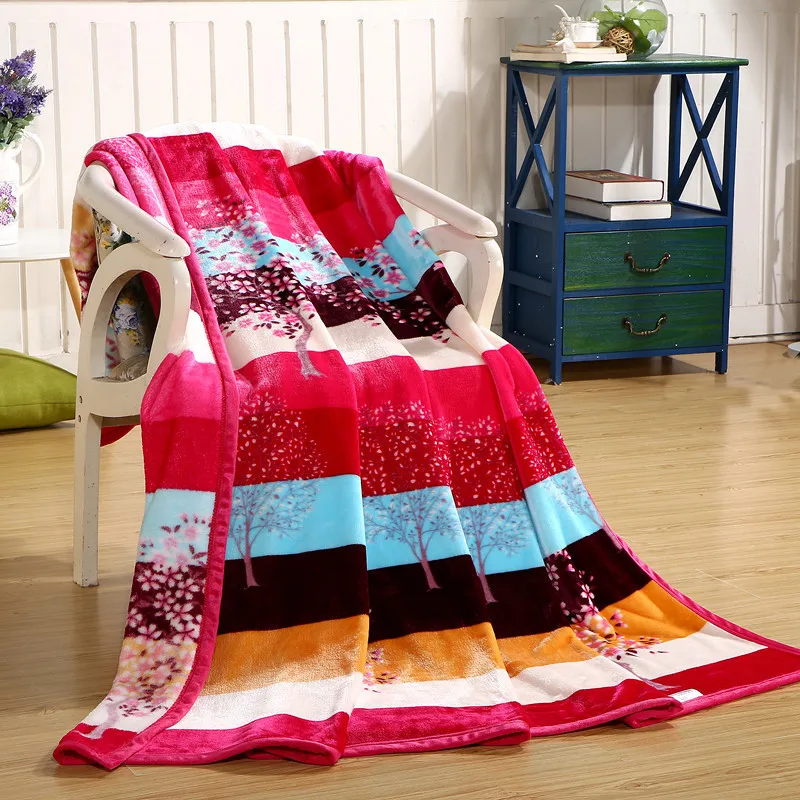 1 Piece Cute Soft Flannel Bedding Sheet Thick Warm Blankets Colorful