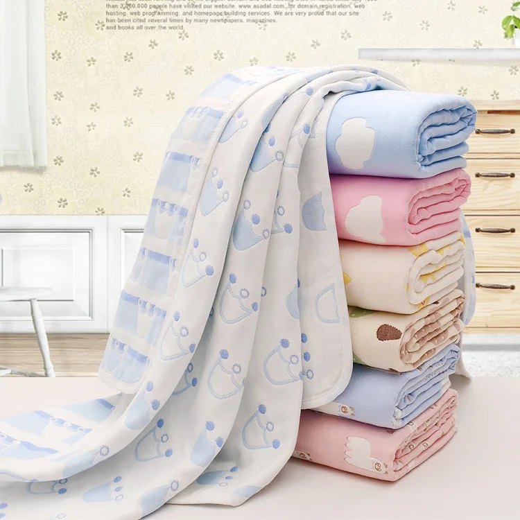 Муслиновые одеяла для детей, 6 слоев, марля, хлопок, мягкое одеяло, для новорожденных, Пеленальное полотенце, детское банное полотенце, 110*110 см