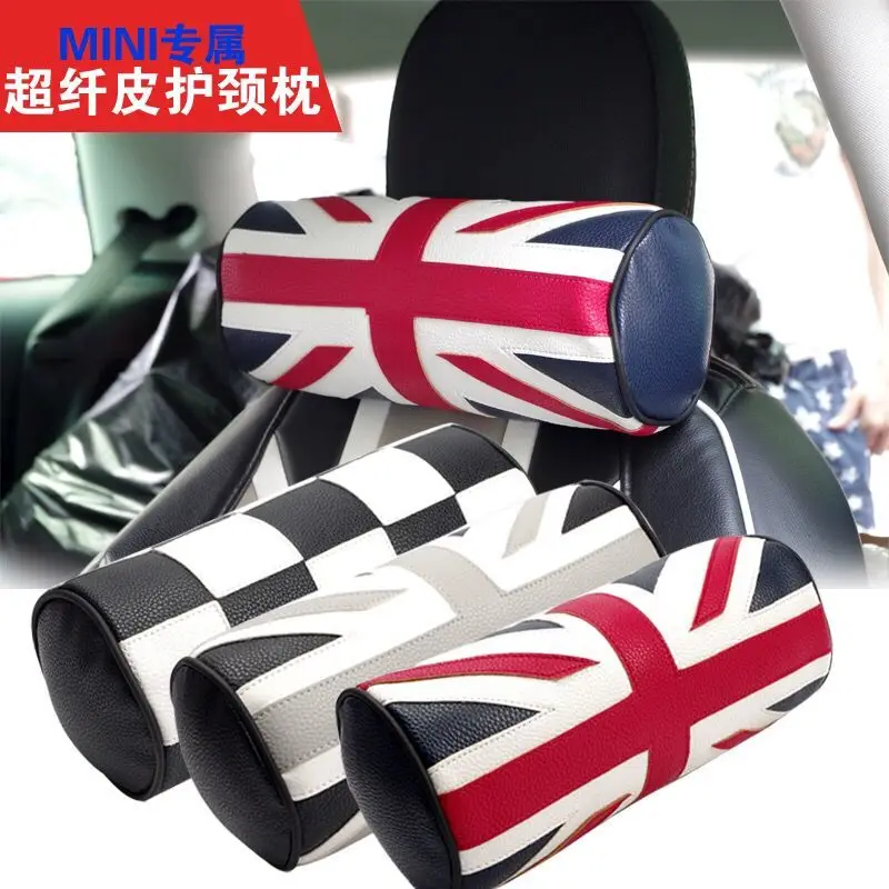 

Car Seat Headrest Pad Leather Head Neck Rest Cushion Pillow For Mini Copper One JCW S F55 F56 F60 R60 R55 R56 Car Accessories