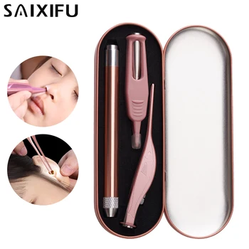 

3Pcs/Set Baby Ear Wax Cleaner Ear Nose Navel Cleaning Luminous Forceps Ear Curette Ear Spoon Tool Not Include AAA Batteries QT72