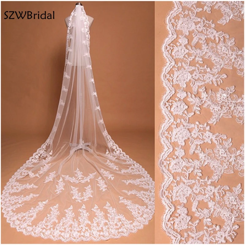 

New Arrival wedding veil veu White Ivory In stock wedding accessories voile mariage Welon 3 Meter bridal veil velos de novia
