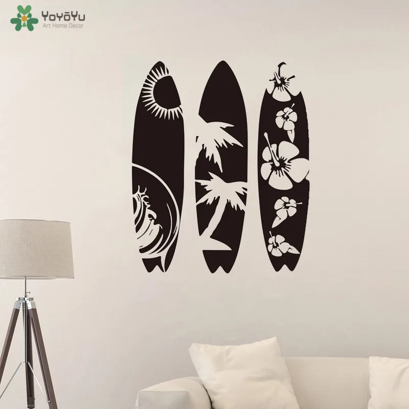 

YOYOYU Wall Decal Surfboard Set of 3 Wall Sticker Summer Beach Sport Sea Surfboard Wall Decal Modern Vinyl Art QQ304