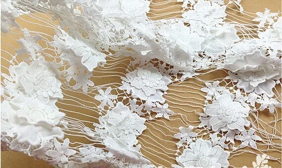 

off white Lace Fabric,crochet Lace Fabric, hollowed out round pattern, bridal lace fabric