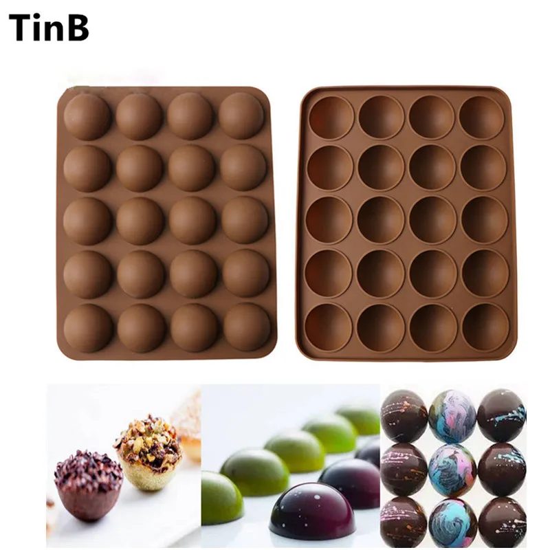 Cake Tools Non Stick Silicone 20 Half Ball Shaped Mini Truffles Mold