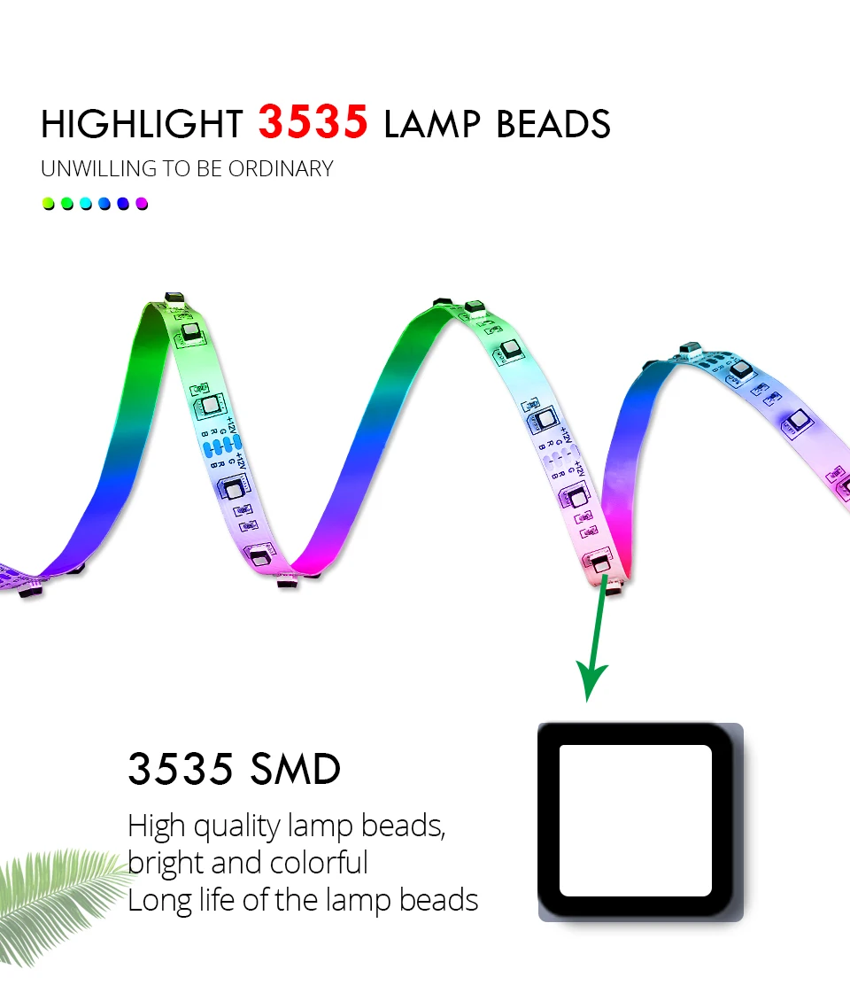 SATA RGB LED Strip Light Ribbon Tape 12V SMD 3535 Super Bright with Remote Controller Neon Background Light for PC Computer Case (3)