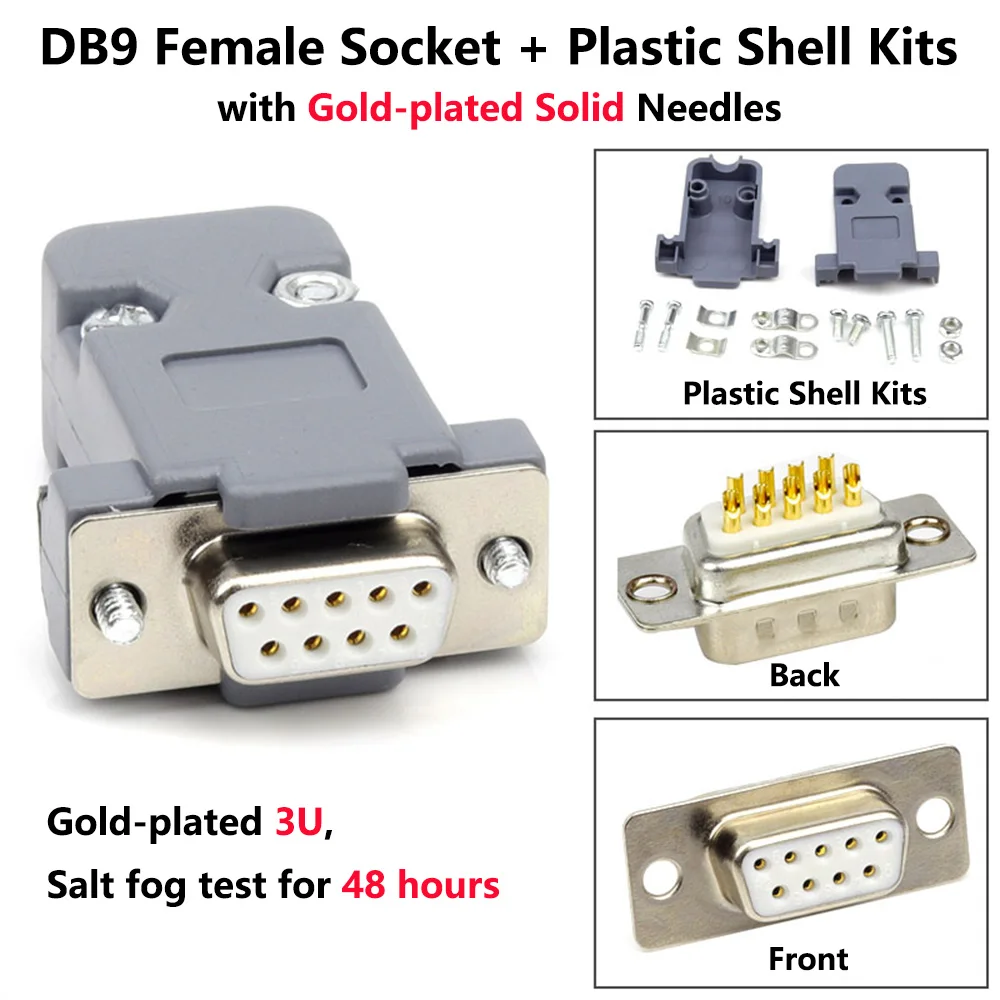 DB9 гнездо Пластик Shell Kit RS232 9 контактный последовательный Порты и разъёмы Разъем