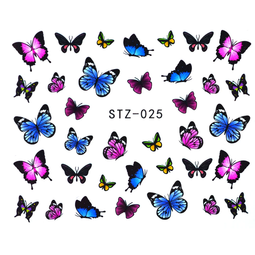 30 листов различных бабочек дизайн ногтей переводные наклейки воды смешанные наклейки Красота лак маникюр декор аксессуары LANJ110