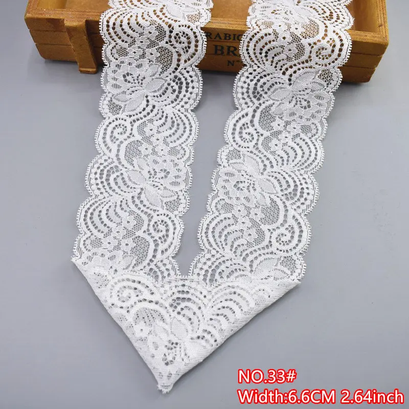 NO 33 6.6CM 2.64inch 5 ярдов/лот Высокое качество белая эластичная кружевная лента для шитья ремесла нижнее белье украшения кружева планки ручной работы DIY аксессуары - Цвет: NO 33 6.6CM 2.64inch