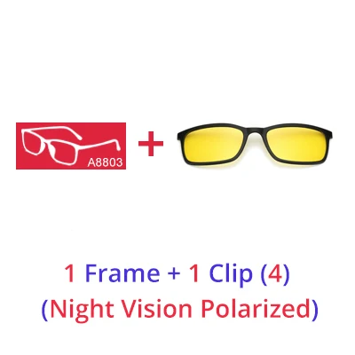 Ralferty Polarized Sunglasses Men Women 5 In 1 Magnetic Clip On Glasses TR90 Optical Prescription Eyeglass Frames Magnet Clips 1 Frame 1 Clips 4