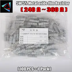 Новый 100 шт. 5% 5 Вт Металлооксидные резистор 240 270 300 330 360 Ом углерода резистор