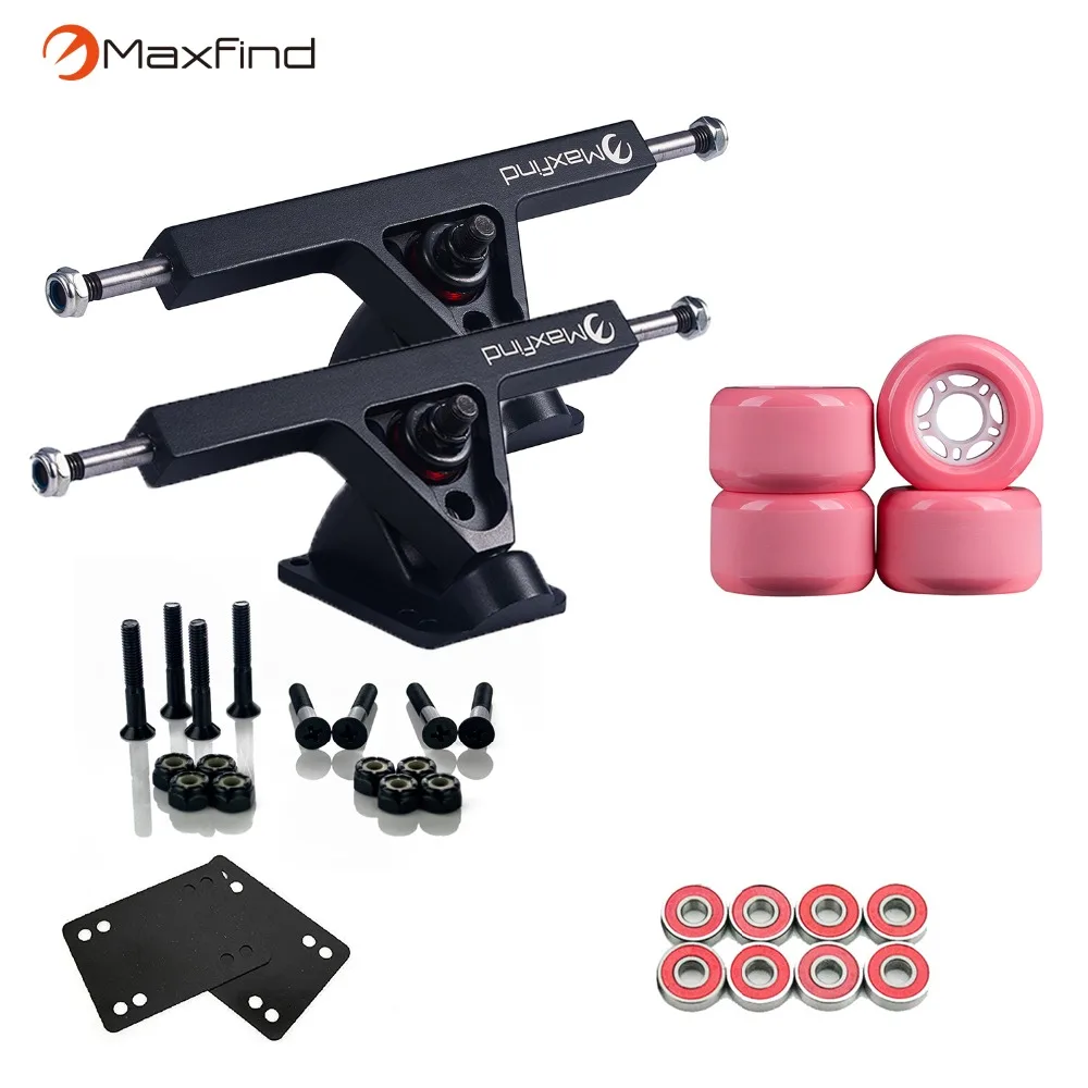 

1 Pair 7'' Trucks, 4pcs PU Wheels, 8pcs Bearings and Enough of Steel Hardware Skateboard Truck Wheel Combo for Longboard