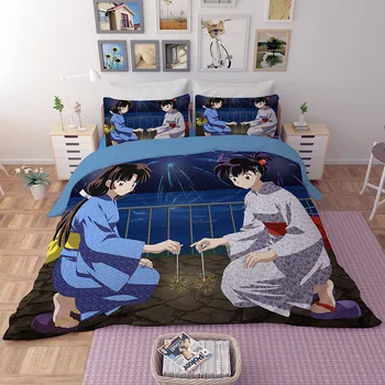 

LLANCL Japan Cartoon caricature Printed Quilt/Duvet/Comforter cover Adult Bedroom 3pcs Polyester Christmas Gift Inuyasha