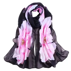 Женский шарф-шаль Длинный мягкий тонкий шифон шелковый шарф шарфы с цветочным принтом дамы обёрточная бумага хиджаб шарф платок femme # H2Z1