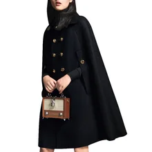 Плащ размера плюс 2XL, шерстяное пальто, Осень-зима, женское двубортное шерстяное пальто с коротким рукавом