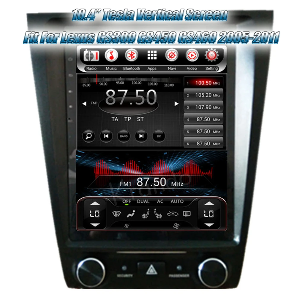 Perfect Krando Android 6.0 10.4" Vertical screen car radio player for Lexus GS300 GS450 GS460 2005-2011 entertainment multmedia system 0