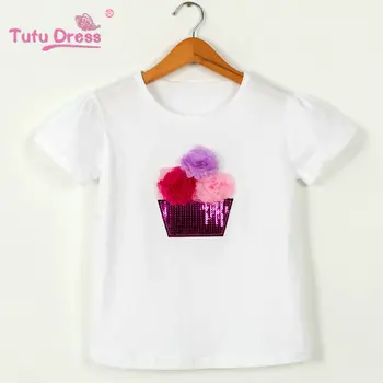 

Summer New Sequins Kids Baby Girl Tshirts Short Sleeve Children Tops Tee Girl Top Clothes Clothing 100% Cotton Clothes for Girls