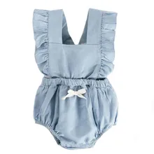 Ins Cowboy Baby girl clothes Spring And Summer Cotton Fashion Baby Girls rompers Solid Sleeveless Infant sets baby Jumpsuit Ins Cowboy Baby girl clothes Spring And Summer Cotton Fashion Baby Girls rompers Solid Sleeveless Infant sets baby Jumpsuit