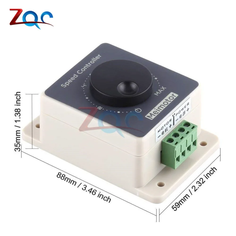 DC 12V 24V 36V 48V DC Motor Speed Controller Regulator 10-60V 20A Pulse Width Modulator PWM Speed Controller Waterproof case