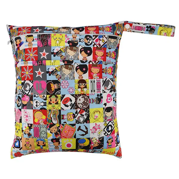 AnAnBaby мамулина сумка для малыша многоразовые принты Большой сухой влажный мешок ткань пеленки с карманами на молнии 26 партнеров размер 30*36 см - Цвет: RW9